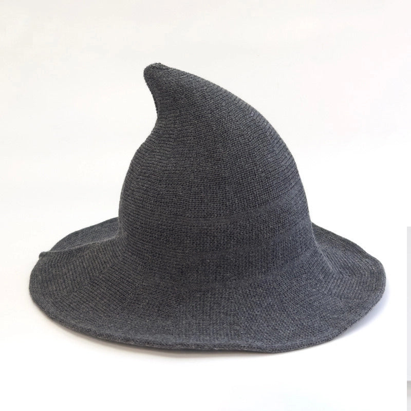 Exclusive Cotton Yarn Wizard Popular Knitted Halloween Witch Hat Peaked Foldable Magic Hat
