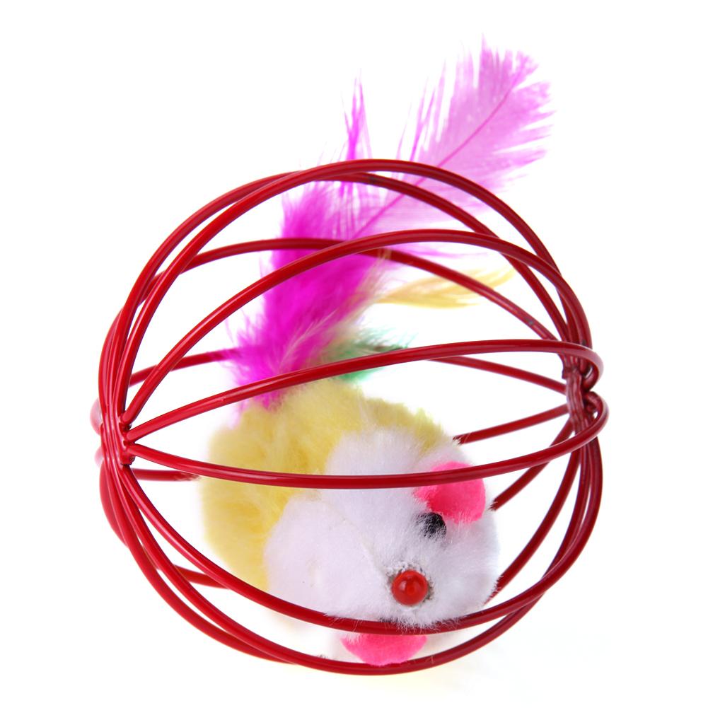 

6.5cm Funny Pet Kitten Cat Playing Feather Mouse Rat Mice Ball Cage Pet Toy, 501 Original