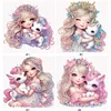 Fille rose licorne-partial sp&eacute;cial diamant peinture-30 * 30cm