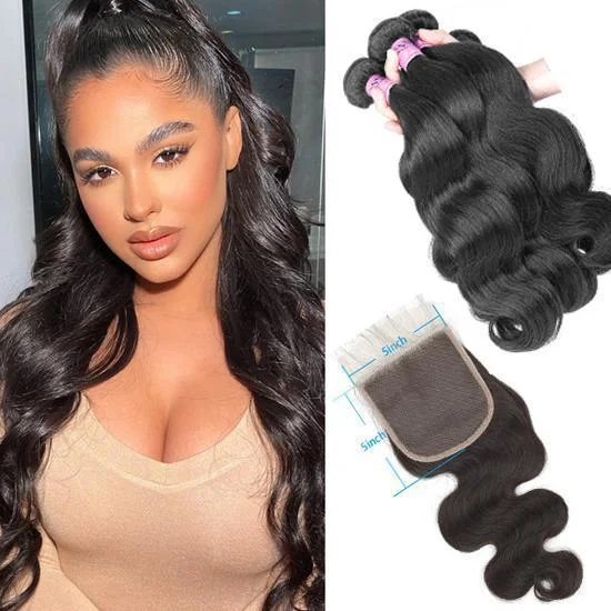 Free Shipping YVONNE Premium Body Wave 3Bundles Hair Weaves With 5x5 Lace Closure