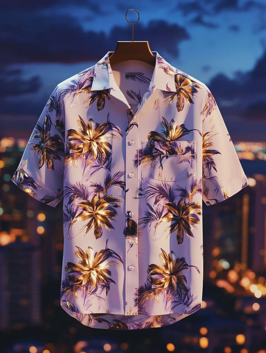 Men's Lapel Hawaiian Retro Casual Vacation Short Sleeve Shirt 