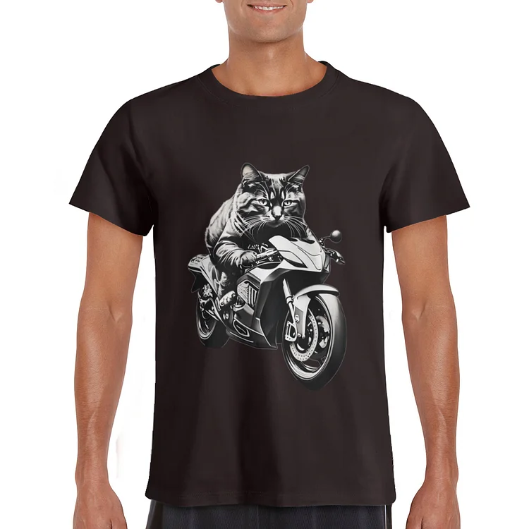 Men's Shirt Cat Riding Motorcycle