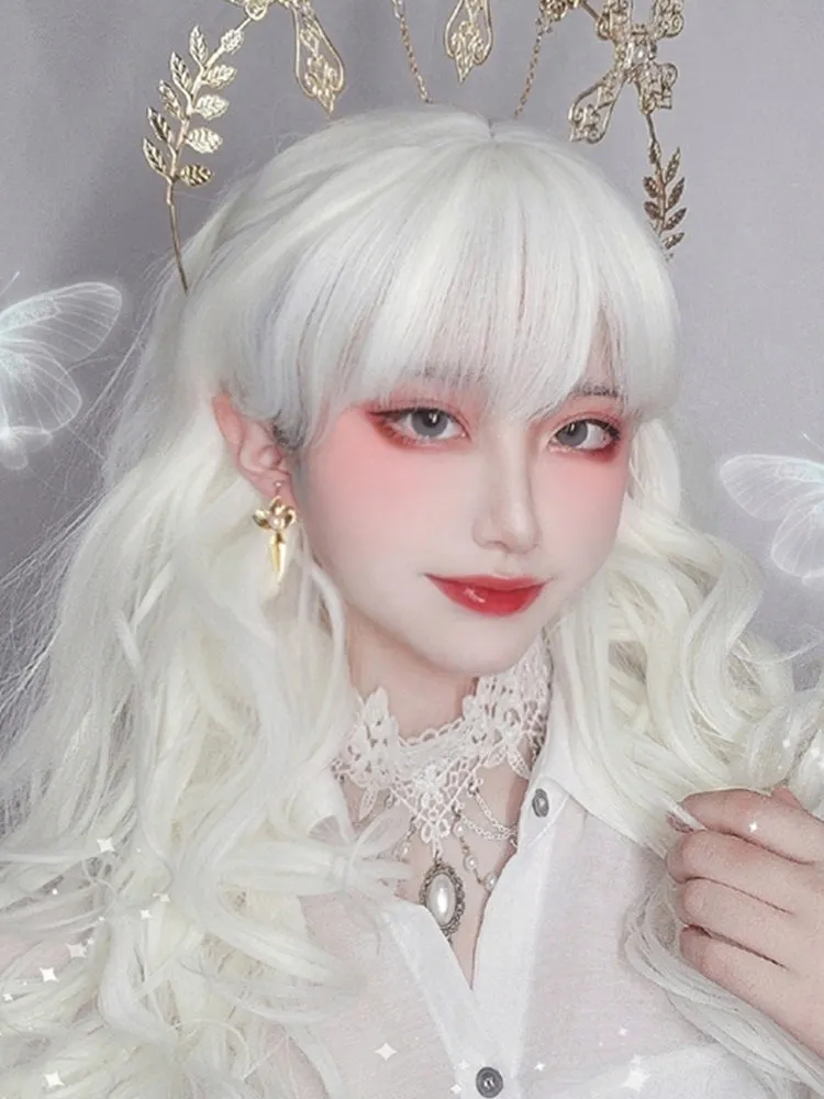 Lolita White Long Straight Wig  KF82828