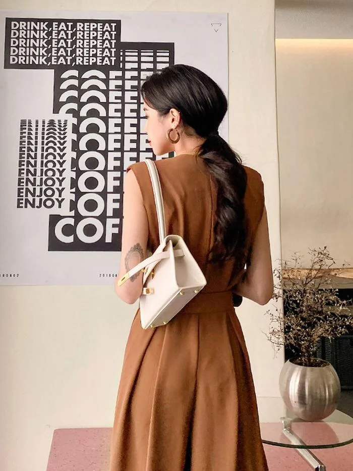 Fashion round neck split wide leg pants professional jumpsuit