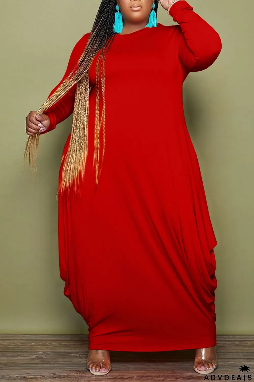 Black Casual Solid Patchwork O Neck Irregular Dress Plus Size Dresses