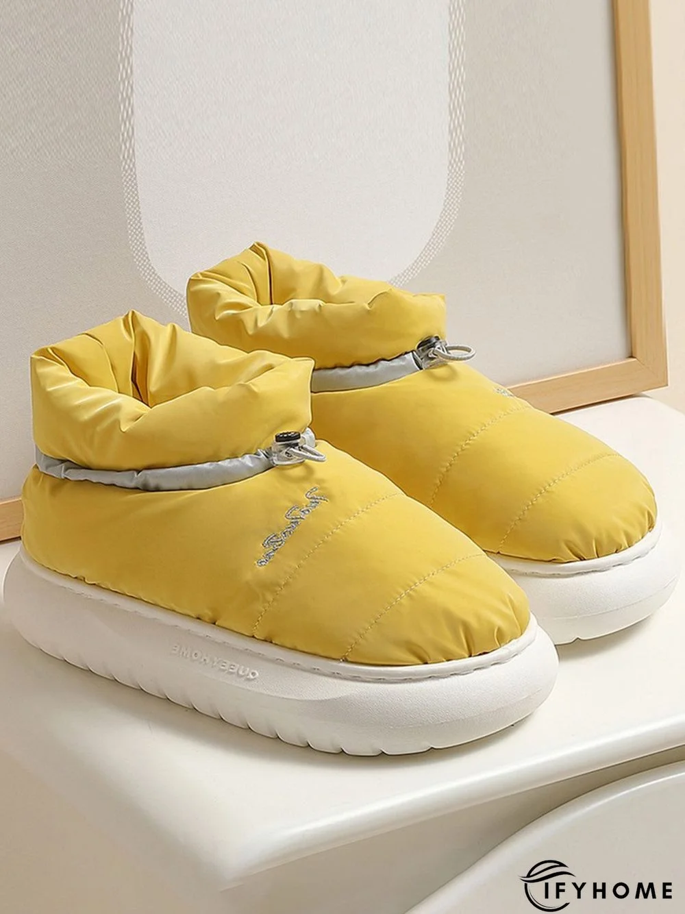 Waterproof Fabric Quilted Non Slip Lined Slipper Boots | IFYHOME