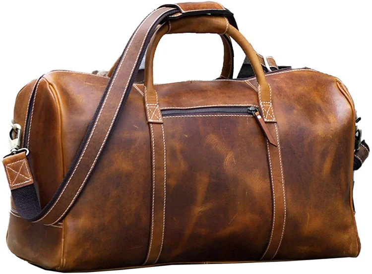Leather Duffel Bag Travel Gym Sports Overnight Weekend cabin holdall