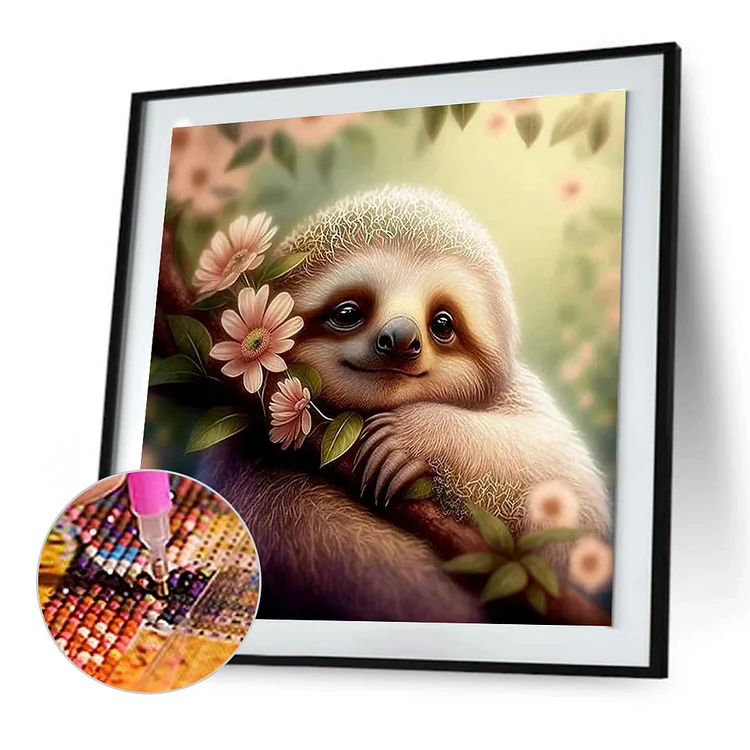 5D Diamond Painting Cute Sloth in a Cup Kit