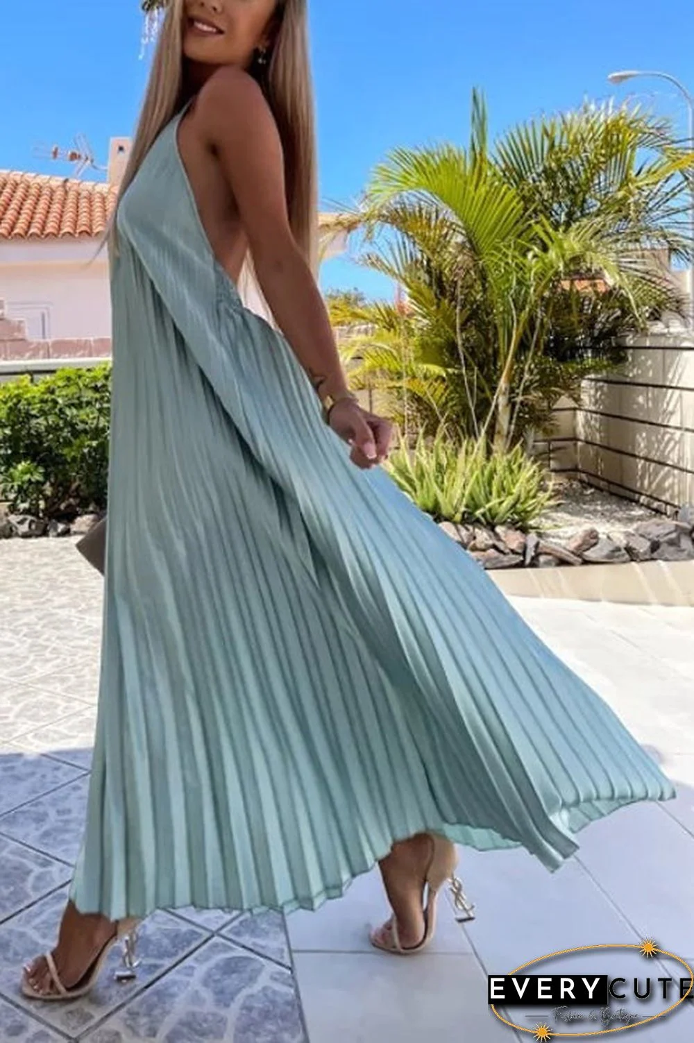 Breeze Slip Pleated Maxi Dress