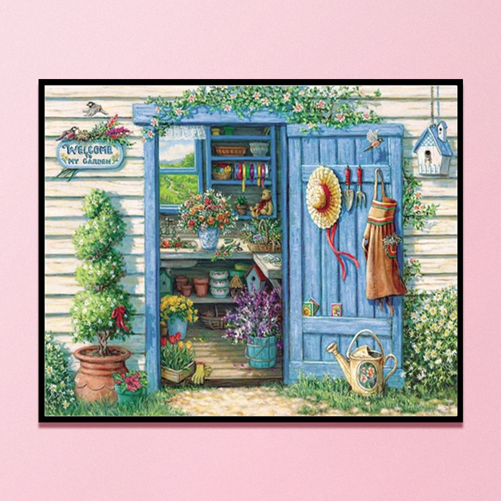 14CT Full Stamped Cross Stitch - Flower House(Canvas|40*50CM)