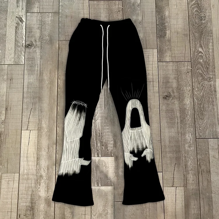 Casual Statement Print Flared Trousers