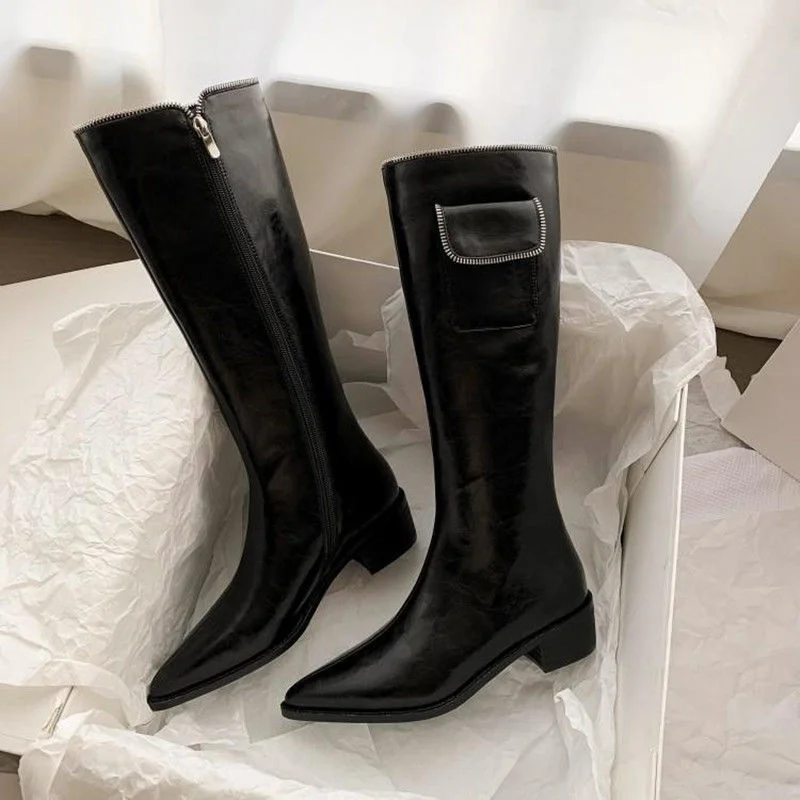 2021 New Autumn Winter Women Mid Heels Shoes Fashion Zipper Warm Ankle Snow Boots Gladiator Designer Modern Botas Mujer Zapatos