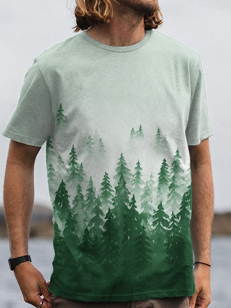 Men's Nature Forest Printed Outdoor Comfy Short-Sleeved T-shirt