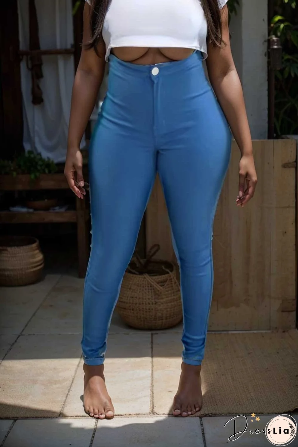 casual solid slim fit skinny pockets pants