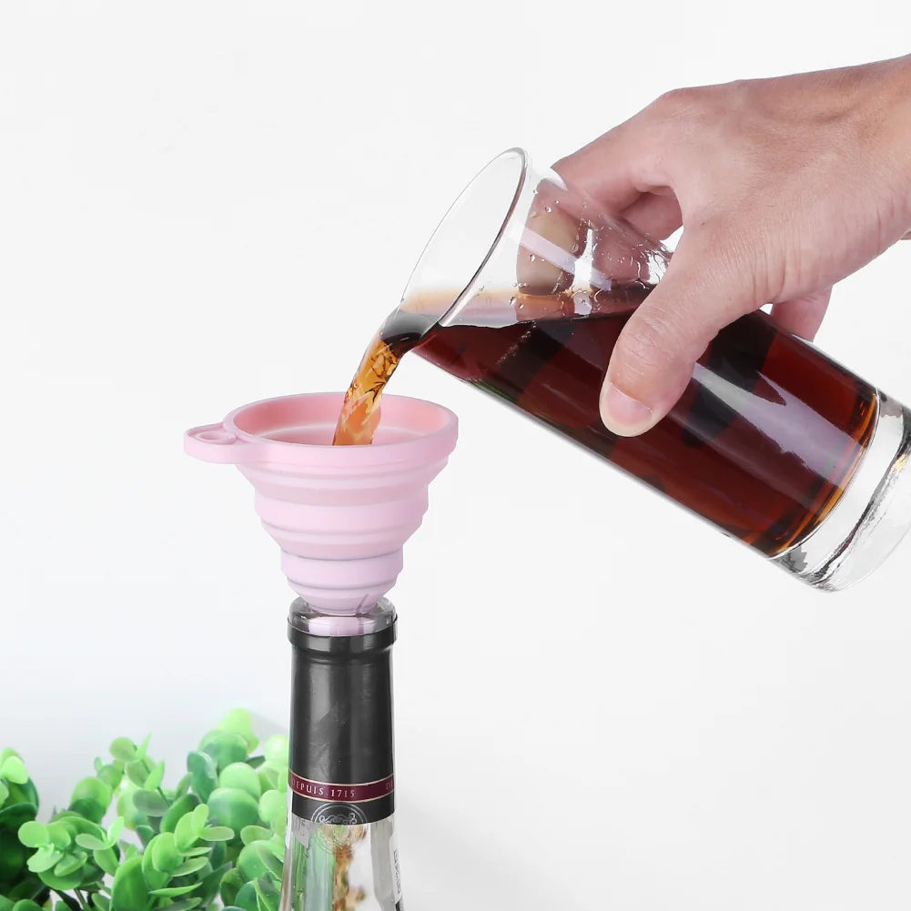 Protable Mini Silicone Foldable Liquid Funnel Hopper Kitchen Tool Gadget