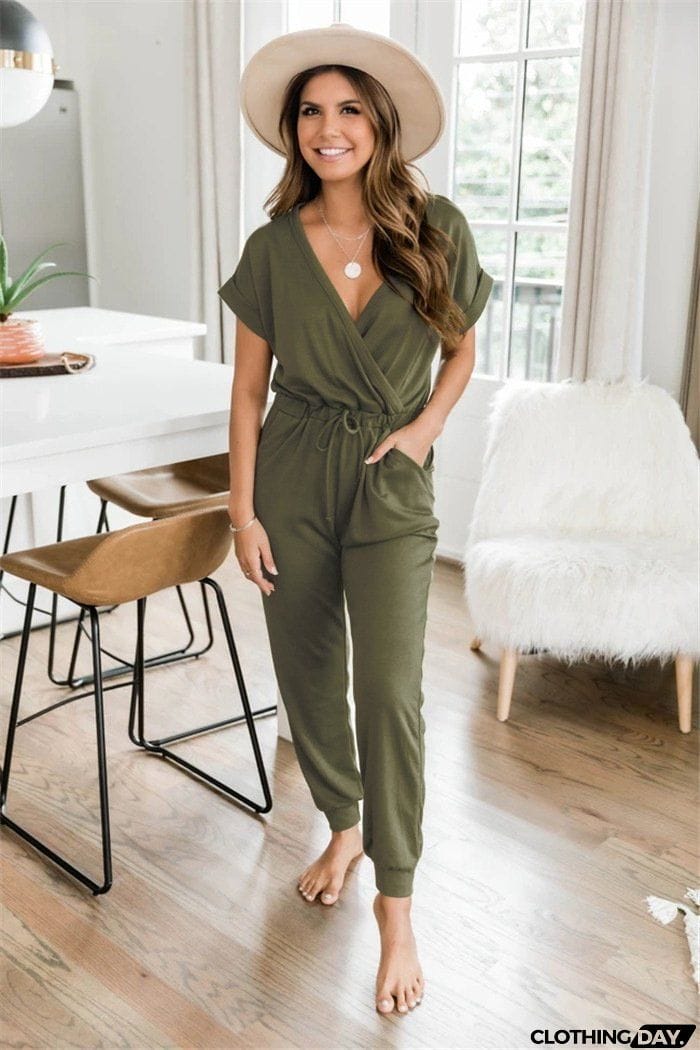 Super Comfy V Neck Casual Jumpsuit