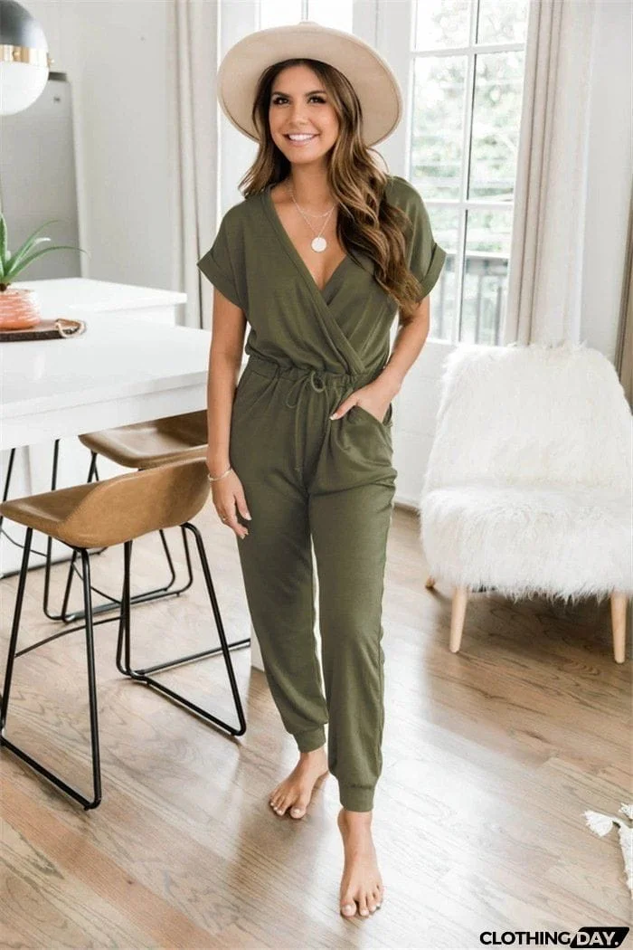 Super Comfy V Neck Casual Jumpsuit