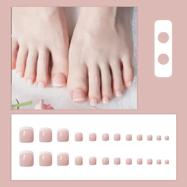 24pcs Press On Toenails Removable Short Paragraph Nude Color Fashion Manicure False Save Time Toenails Patch Fake Nails Feet-Nail Inspo