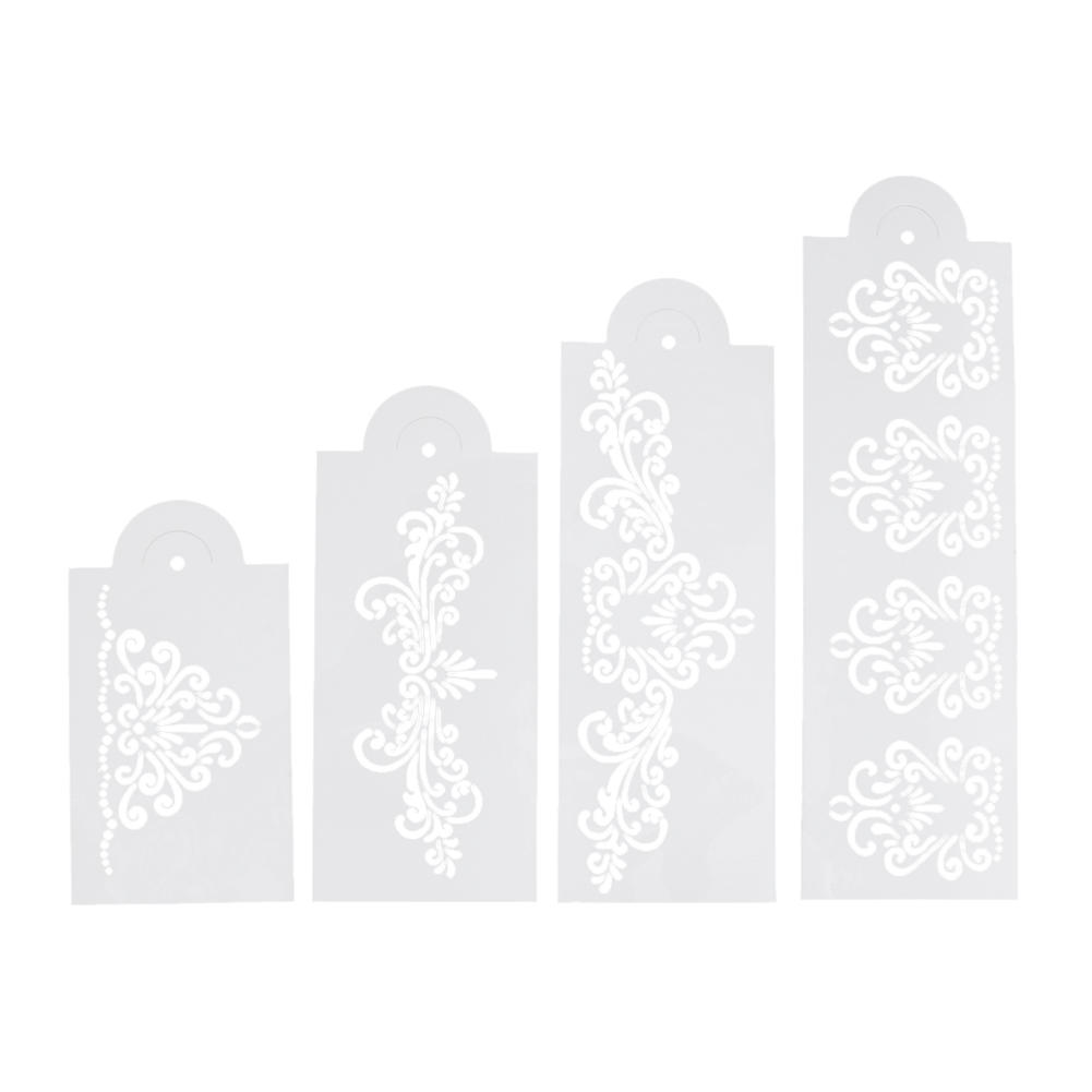 

4X Flower Cake Cookie Fondant Side Baking Stencil Wedding Decor Mold Tool, 501 Original