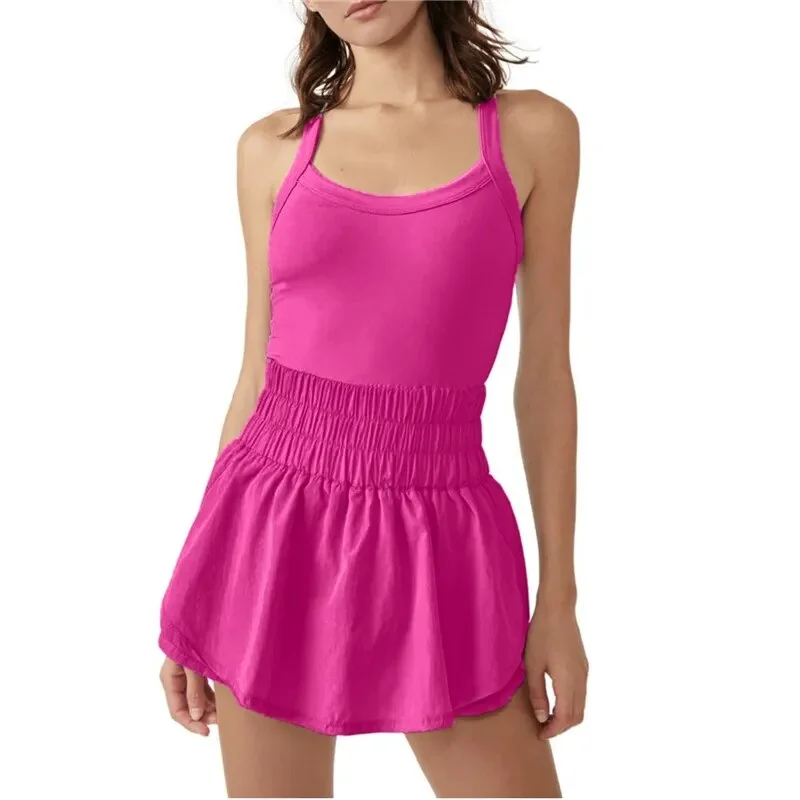 Toloer Toloer Women Tennis Dress Summer Casual Solid Color Sleeveless Open Back Athletic Mini Dresses with Pockets Sports Workout Golf Dress 1127-0-Outfit Ideas