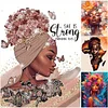 Fille africaine-Peinture diamant ronde compl&egrave;te-30*40cm