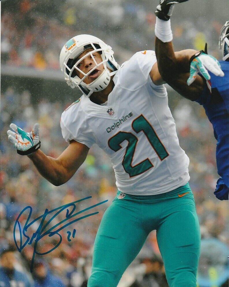 BRENT GRIMES SIGNED MIAMI DOLPHINS FOOTBALL 8x10 Photo Poster painting #3 NFL AUTOGRAPH