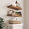 European Handmade Two-Piece Floating Shelves Solid Wood Wall Hanging Shelves