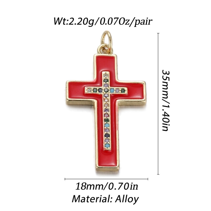 1 Piece Copper Zircon Cross Pendant