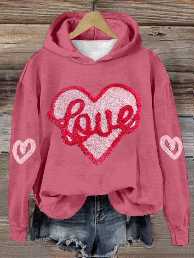 Women's Valentine's Day LOVE Printed Hooded Sweatshirt