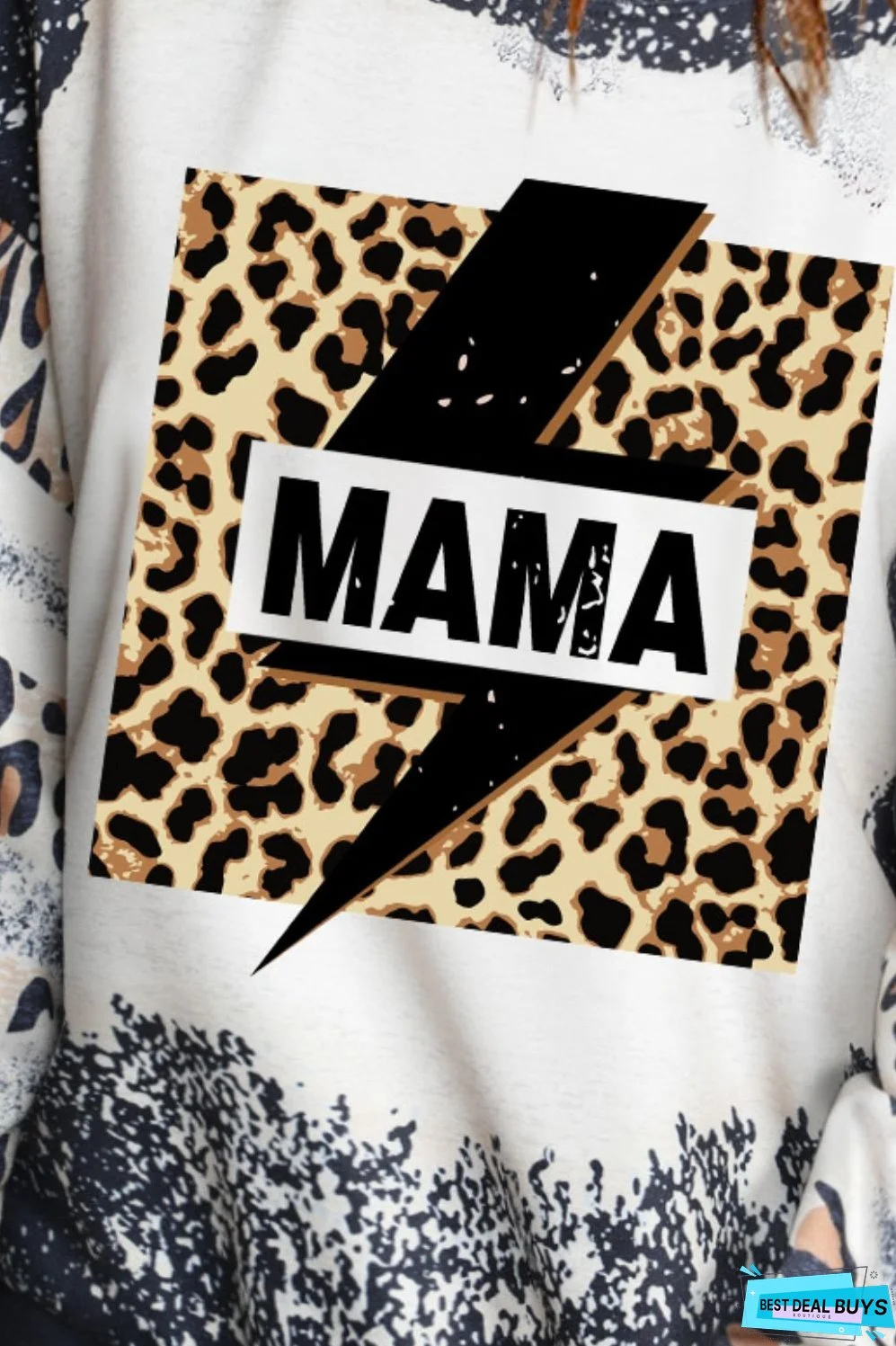 MAMA Lightning Graphic Leopard Sweatshirt