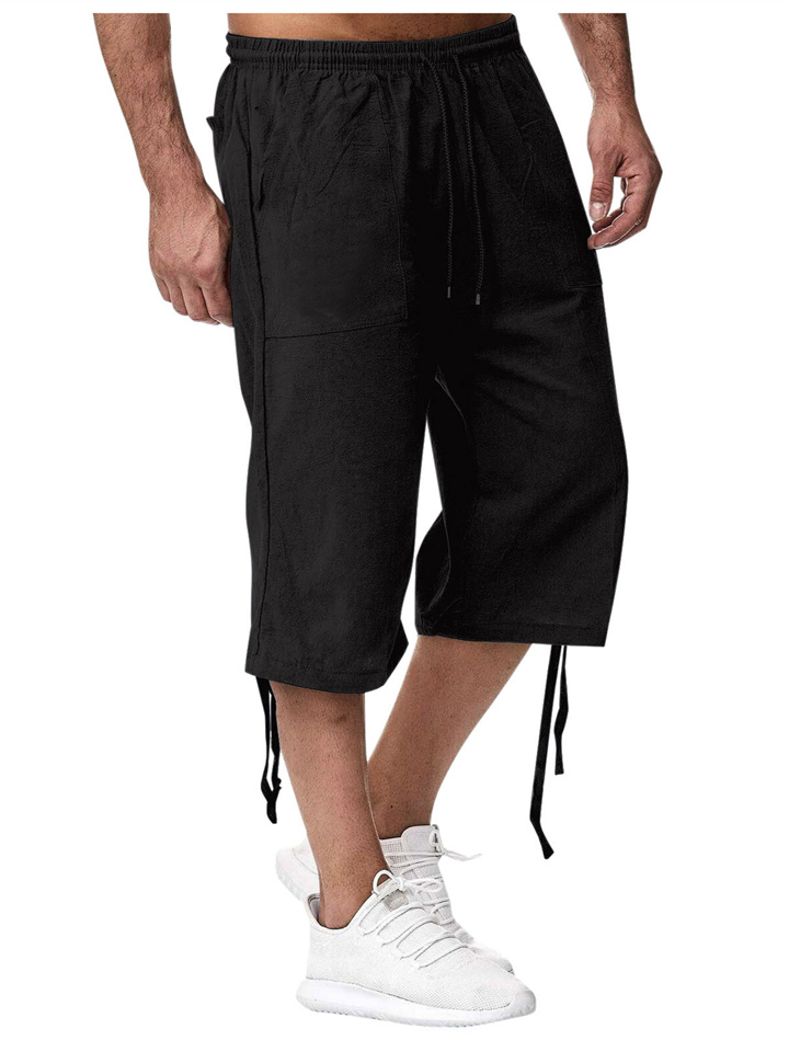 Men's Casual Cotton and Linen Sweatpants Summer Linen Seven-minute Casual Pants Cotton Pants