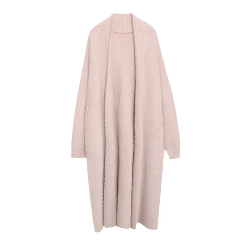 Churchf Churchf Sister Wind Long Cardigan Coat Knitting Female Autumn Winter Gentle Wind Loose Lazy Imitation Mink Milk Fufu Sweater