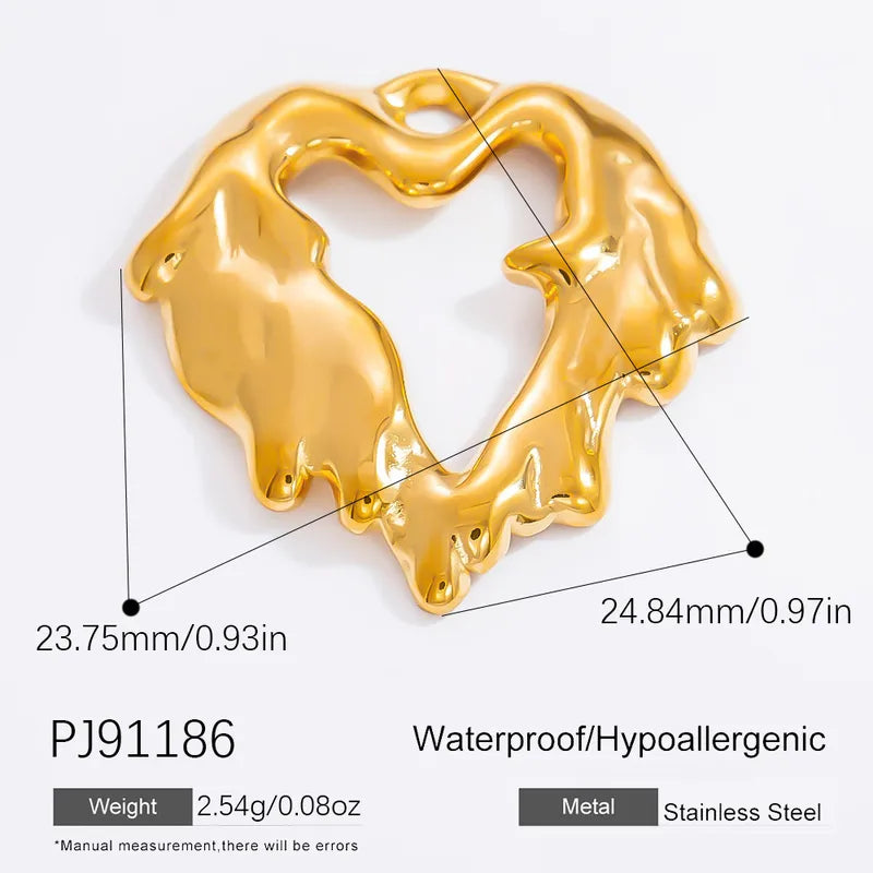 1 Piece 12.64*13.28mm 304 Stainless Steel Zircon 18K Gold Plated Heart Shape Pendant Jewelry Accessories