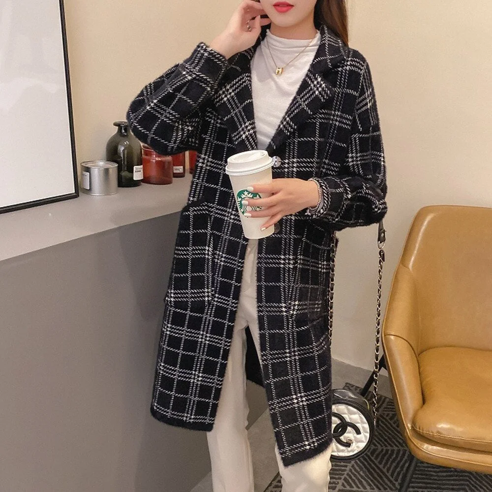 2020 Spring Soft Knitted Sweater Hooded Cardigan Women Striped Long Cropped Sweater Coat Winter Fashion Female Jumper