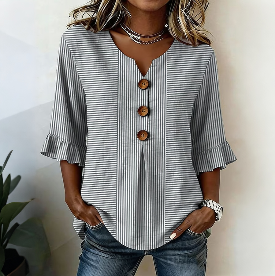 Comstylish Women's Retro Striped Pattern Casual Top
