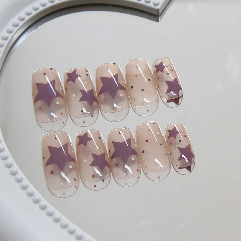 Churchf Churchf Nail Solid Color Removable Nail Nail Nail Patch Star Nail Simple Fake Nail 30 Pieces