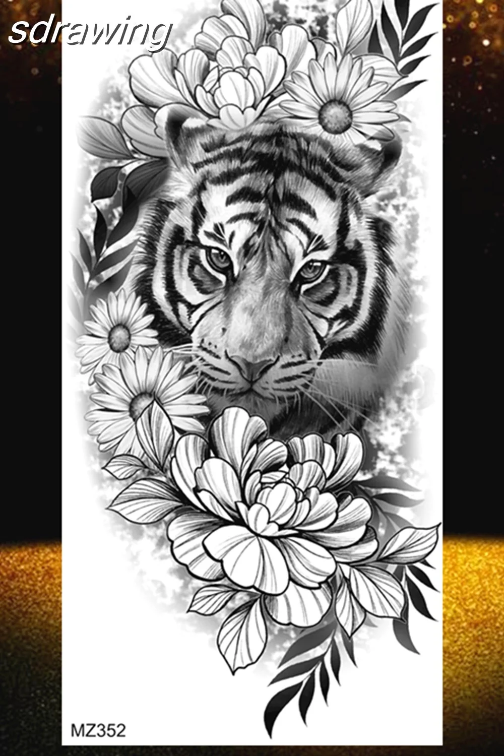  Black Rose Flower Temporary Tattoos Fake Waterproof Tatoo Body Art Arm Leg Floral Peony Bloosom Tattoo Stickers Makeup 928-0