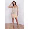 Women's Tassel Sequins Feather Stitching Shining Party Mini Dress
