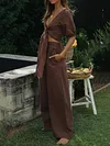 Solid Color Half Sleeves Two Piece Suits