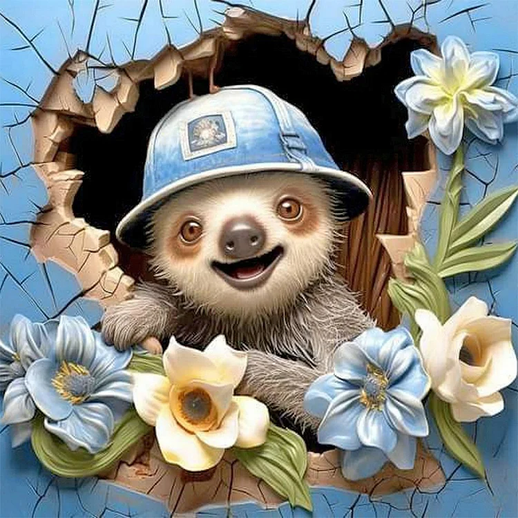 Sloth In Wall 40*40CM (Canvas) Full Round Drill Diamond Painting gbfke