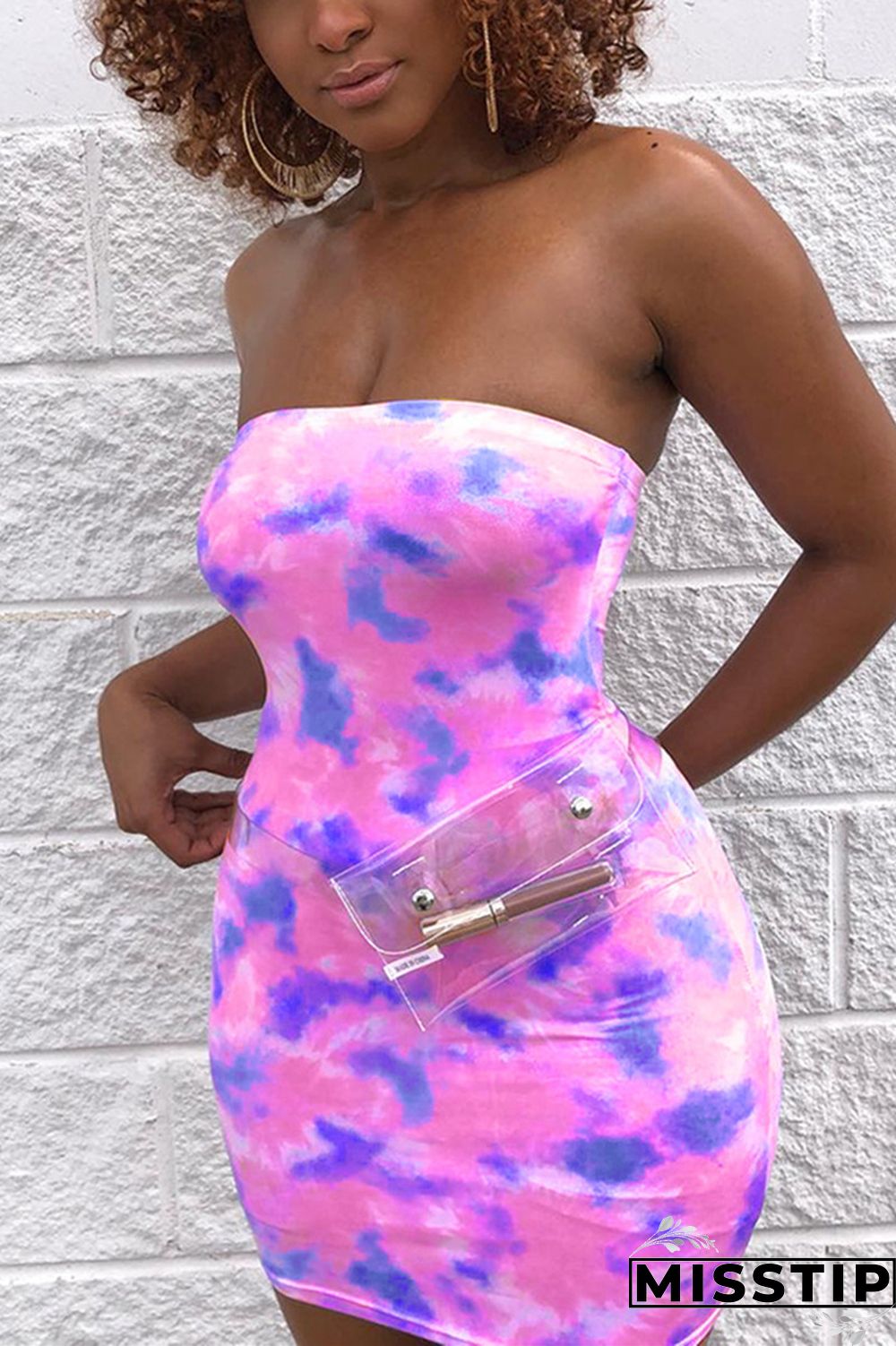 Pink Sexy Off Shoulder Print Sleeveless Dress