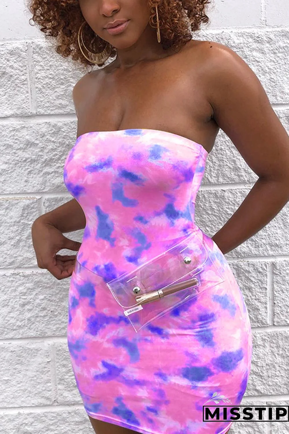 Pink Sexy Off Shoulder Print Sleeveless Dress