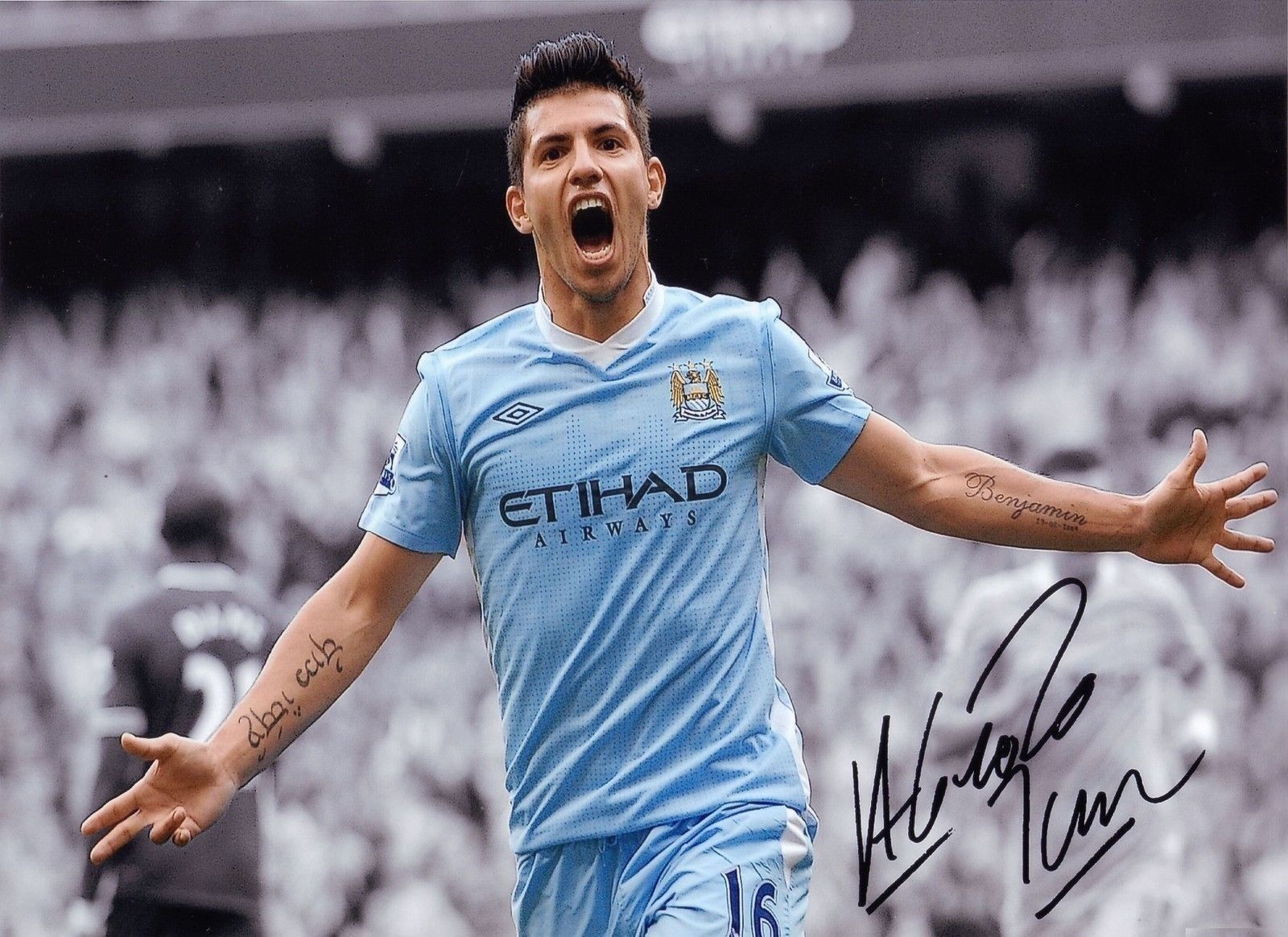 SERGIO KUN AGUERO MAN MANCHESTER CITY AUTOGRAPH SIGNED PP Photo Poster painting POSTER