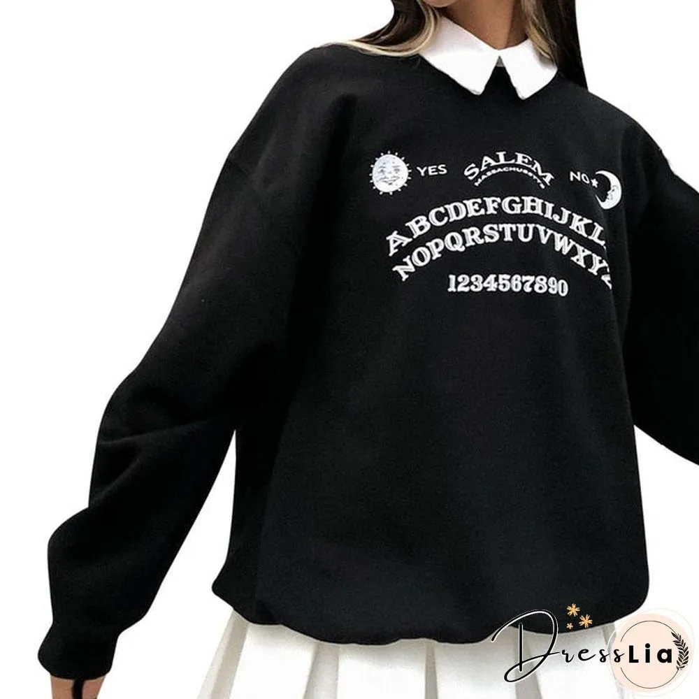 Gothic Streetwear Oversized Hoodie Womens Autumn Long Sleeve Insgoth Black Grunge