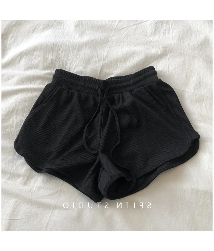 Sports Shorts Women Summer Candy Color Anti Emptied Skinny Shorts Casual Lady Elastic Waist Beach Correndo Short Pants