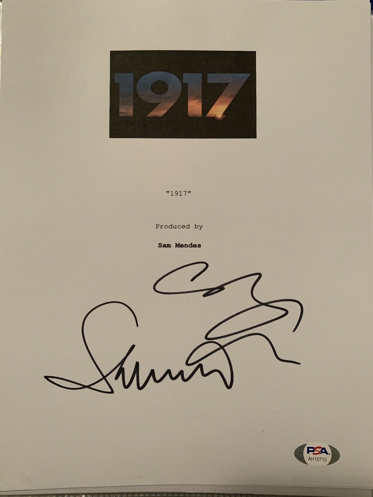 1917 Signed Movie Script Cover , mackay, Mendes Auto