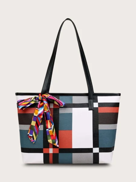 Twilly Scarf Decor Geometric Print Tote Bag