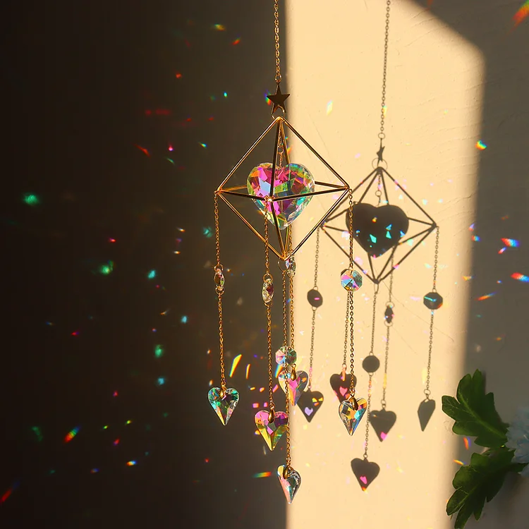 Crystal Wind Chimes Ornament Love Pendant Jewelry Garden Home Decor (Thin)