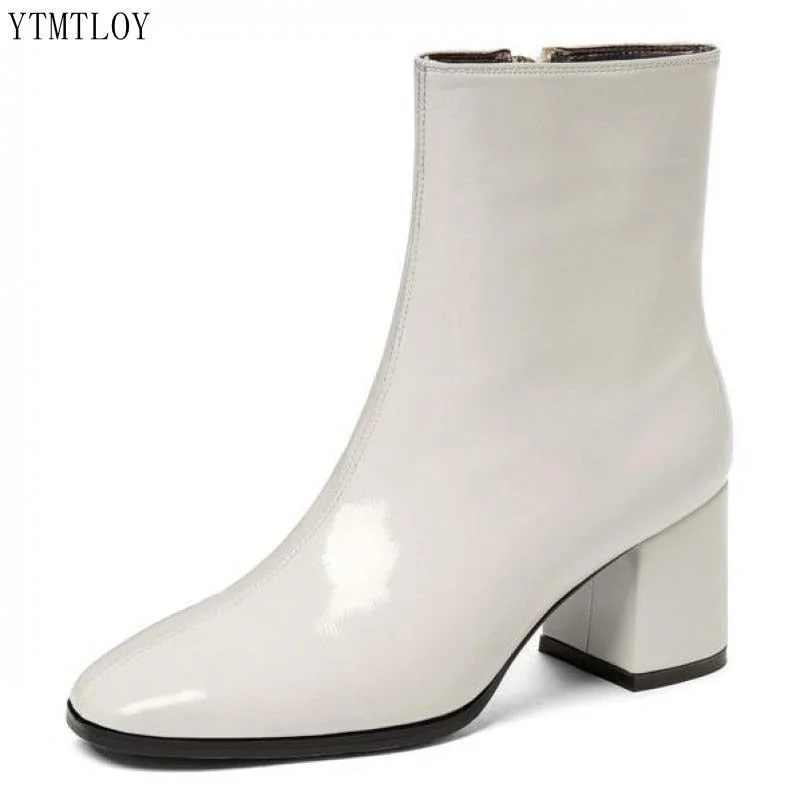2022 New Autumn Sexy Boots Ladies Fashion High Heels Black White Leather Elegant Ankle Shoes Pumps Ytmtloy Winter Shoes Women