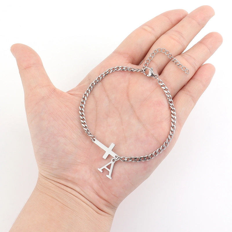 Casual Minimalist Classic Style Cross Letter 201 Stainless Steel 304 Stainless Steel Men’s Bracelets Men Chain Bracelets